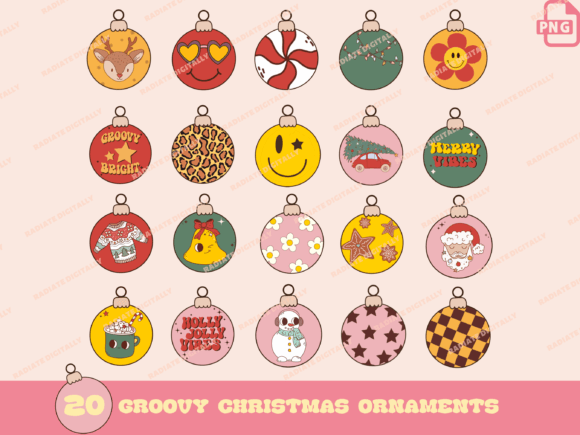 20 Groovy Retro Christmas Ornaments: Bold Illustrations