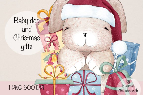 Baby Dog Christmas Gifts Sublimation: Festive Illustrations