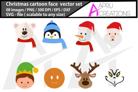 Christmas Cartoon Face Svg: Festive Illustrations