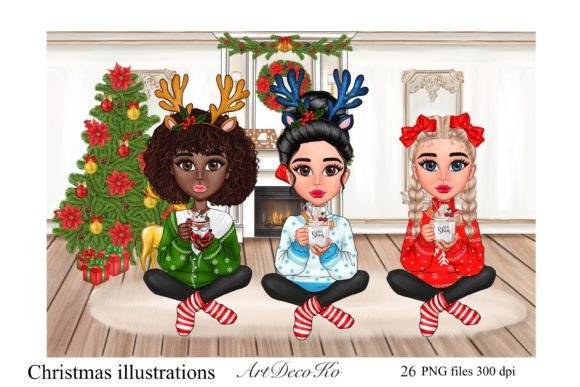 Christmas Chibi Illustrations for Festive Blog Graphics