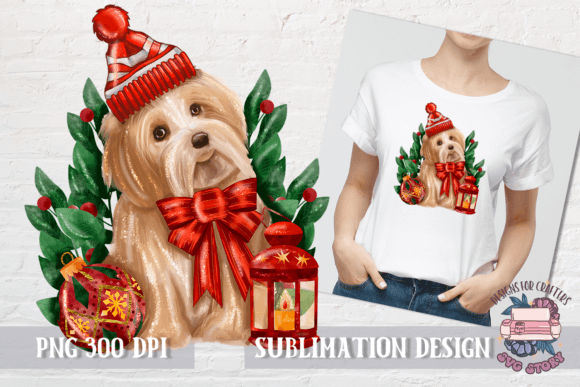 Christmas DOG Sublimation PNG PUPPY: Festive Illustrations