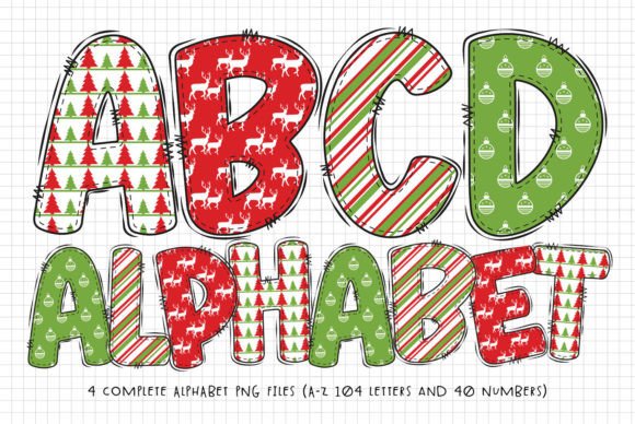 Christmas Doodle Alphabet Letters: Festive Illustrations