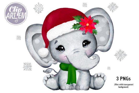 Christmas Elephant Girl Santa s Hat PNG: Festive Illustrations