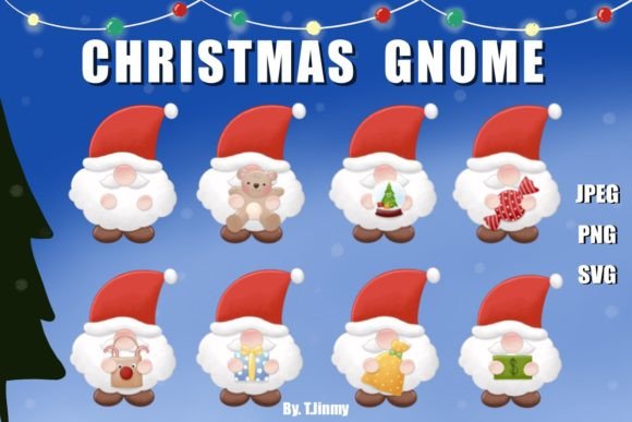 Christmas Gnome Cartoon: Festive Illustrations for Crafts
