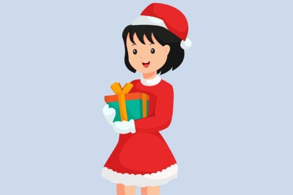 Christmas Little Girl Character Design: Festive Illustrations