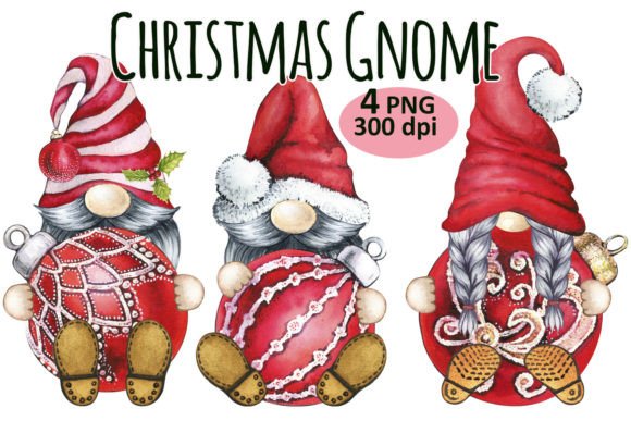 Christmas Toy Gnome Clipart PNG Set: Perfect Illustrations