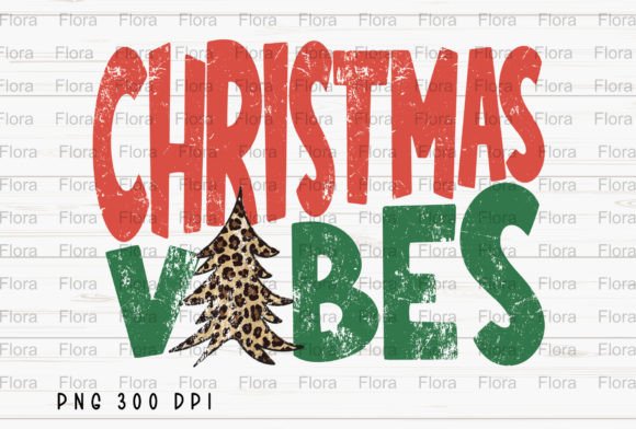 Christmas Vibes Tree Leopard Sublimation Illustrations