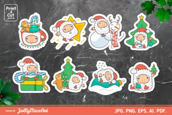 Cute Christmas Stickers: Fun Santa Illustrations