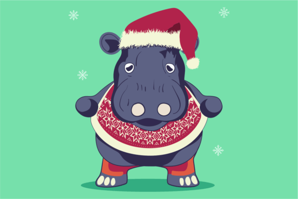 Cute Hippo Tacky Christmas Illustrations Review