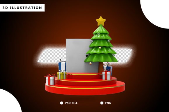 Festive Podium & Tree Illustrations for Holiday Branding