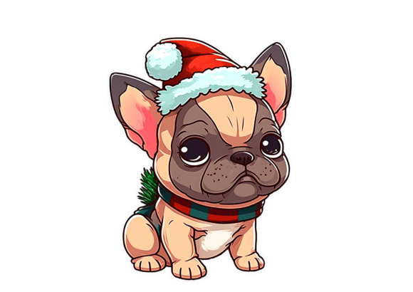French Bulldog Xmas Sticker: Festive Illustrations