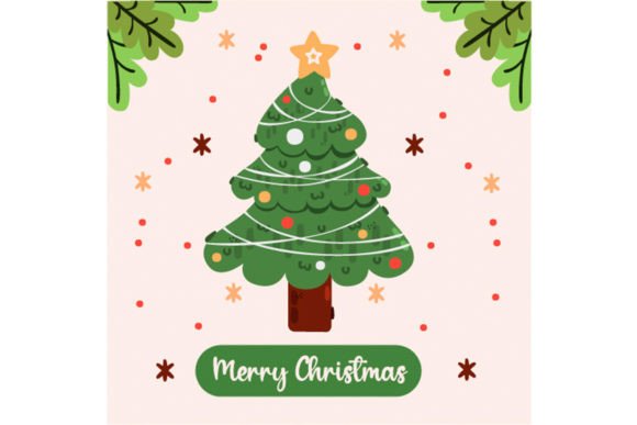 Merry Christmas Greeting with Tree: Illustrations Review