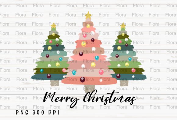 Merry Christmas Pink and Green Trees PNG Review