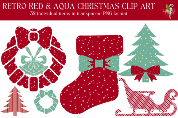 Retro Red Aqua Christmas Clip Art: A Designer's Review