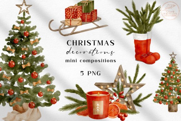 Review: Christmas Tree Watercolor Clipart Set for Embroidery