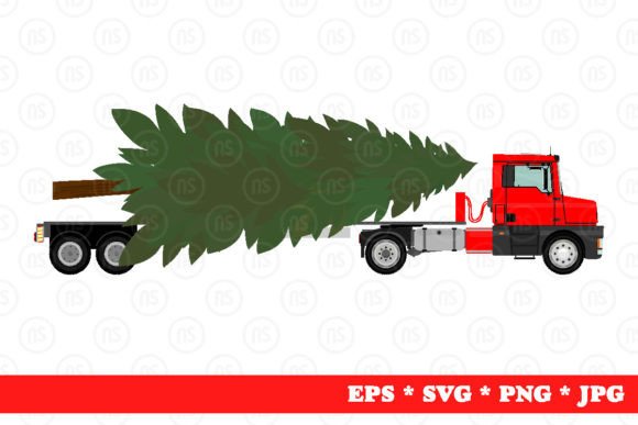 Reviewing Cartoon Truck with a Christmas Tree Illustrations