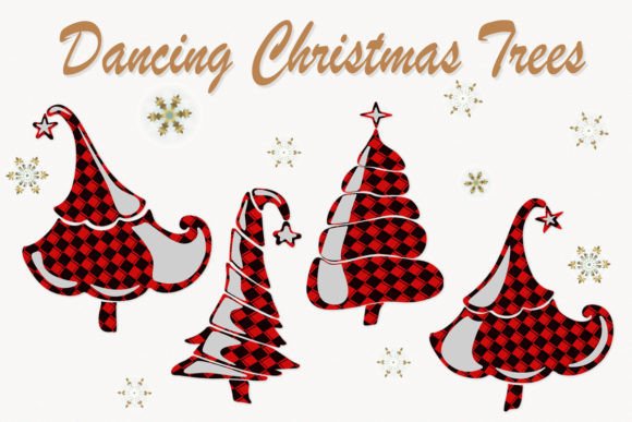 Set Checkered Christmas Trees: Fresh Illustrations