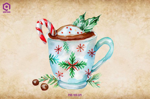 Watercolor Christmas Hot Cocoa 18: Festive Illustrations
