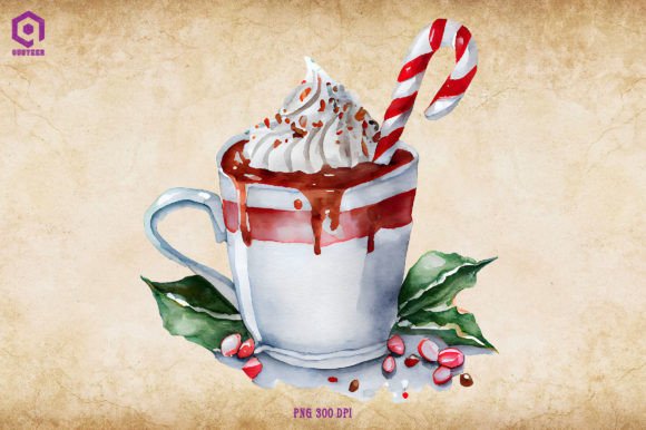 Watercolor Christmas Hot Cocoa 22: Festive Illustrations